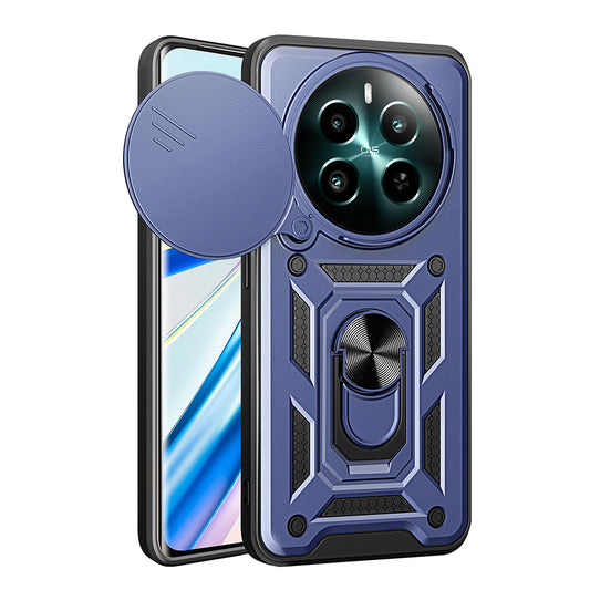Realme 12 Plus Case Magnetic Stand Camera Protection Zore Sliding Vega Cover Blue