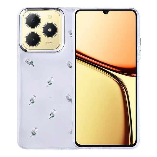Realme C61 Case Airbag Design Glitter Transparent Zore Polar Cover Tulip