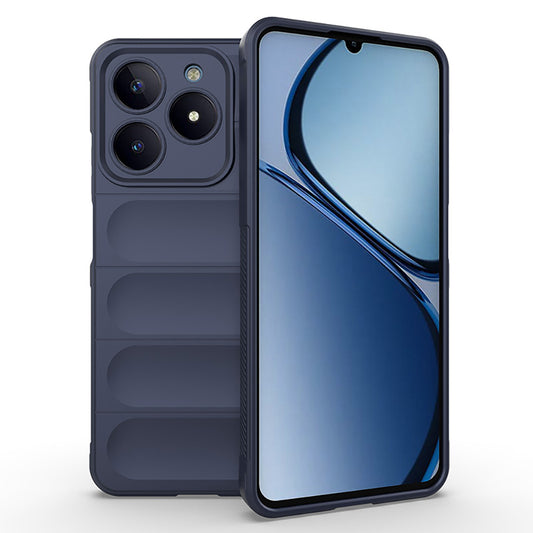 Realme C61 Case Flexible TPU Hollow Back Surface Design Zore Ethnic Silicone Cover Navy Blue