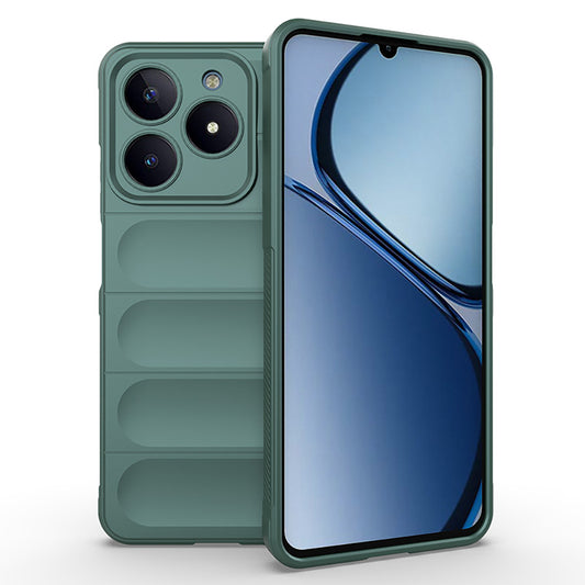 Realme C61 Case Flexible TPU Hollow Back Surface Design Zore Ethnic Silicone Cover Dark Green