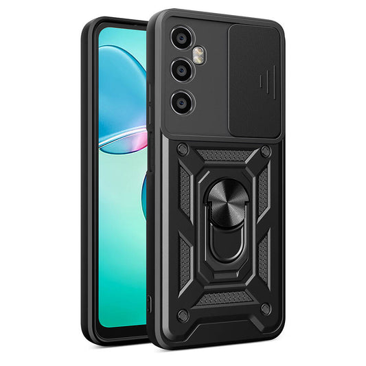 Realme C65 4G Case Magnetic Stand Camera Protection Zore Sliding Vega Cover Black