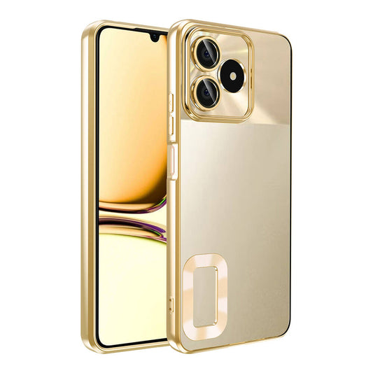 Realme Note 50 Case Camera Protection Logo Showing Zore Omega Cover Gold 