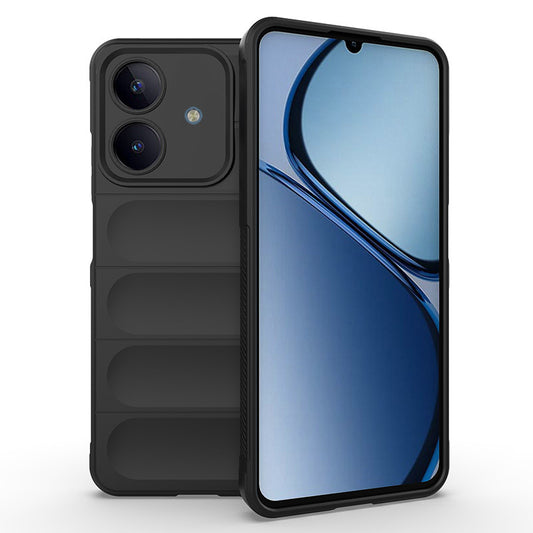 Realme Note 60 Case Flexible TPU Hollow Back Surface Design Zore Ethnic Silicone Cover Black