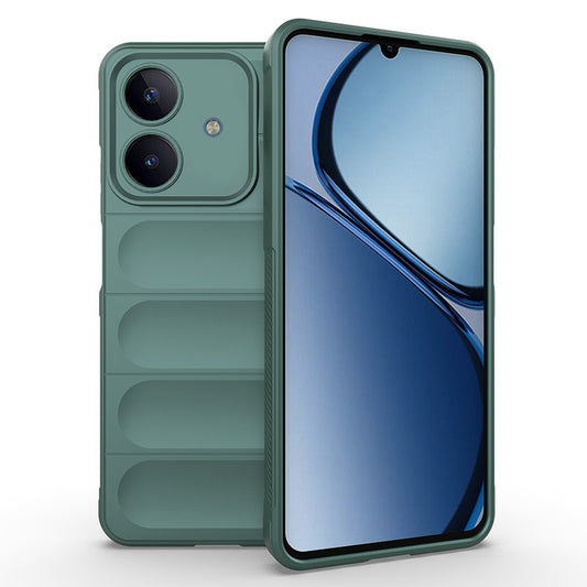 Realme Note 60 Case Flexible TPU Hollow Back Surface Design Zore Ethnic Silicone Cover Dark Green
