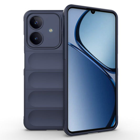 Realme Note 60 Case Flexible TPU Hollow Back Surface Design Zore Ethnic Silicone Cover Navy Blue