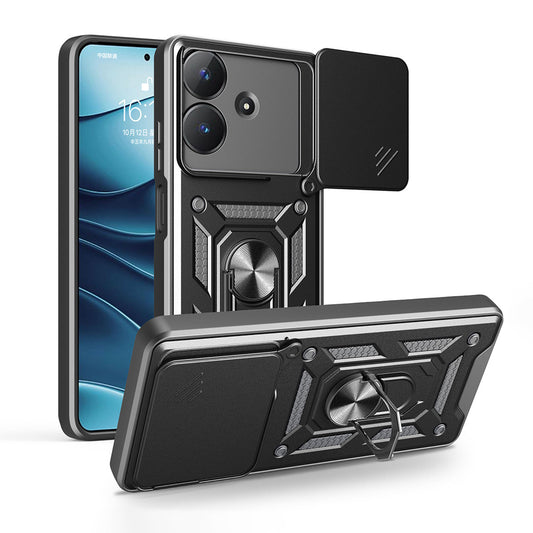 Realme Note 60 Case Magnetic Stand Camera Protection Zore Sliding Vega Cover Black
