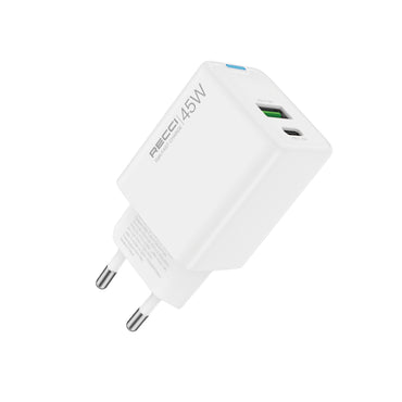 Recci RC108E GaN Technology Fast Charging Head Type-C to Type-C PD 45W Wired Charging Set White 