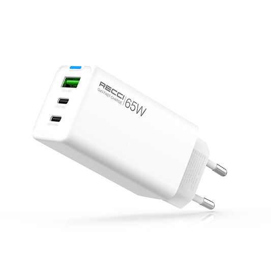 Recci RC109E Type-C PD &amp; USB-A GaN Technology Fast Charging Head 65W White 