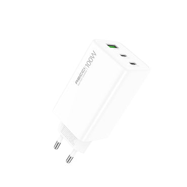 Recci RC110E Type-C PD &amp; USB-A GaN Technology QC3.0 Fast Charging Head 100W White 