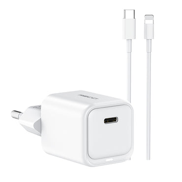 Recci RC65E Fast Charging Head Type-C to Lightning PD 20W Wired Charging Set White 