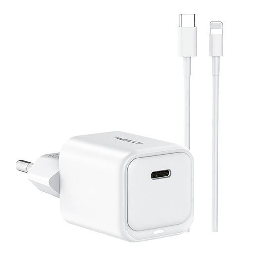 Recci RC65E Fast Charging Head Type-C to Lightning PD 20W Wired Charging Set White 