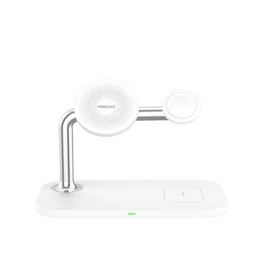 Recci RCW-20 Prestige Series 3in1 M-safe 15W Fast Charging Magnetic Wireless Charging Stand White 