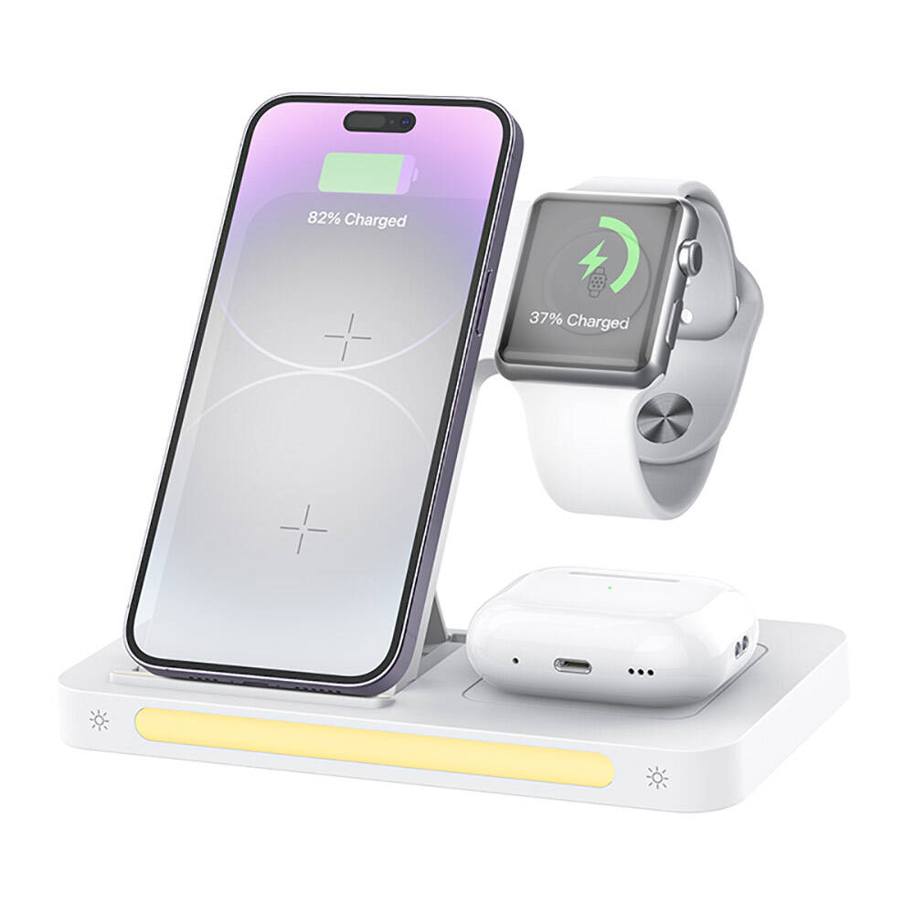 Recci RCW-31 4in1 M-safe 15W Fast Charging LED Light Magnetic Wireless Charging Stand White 