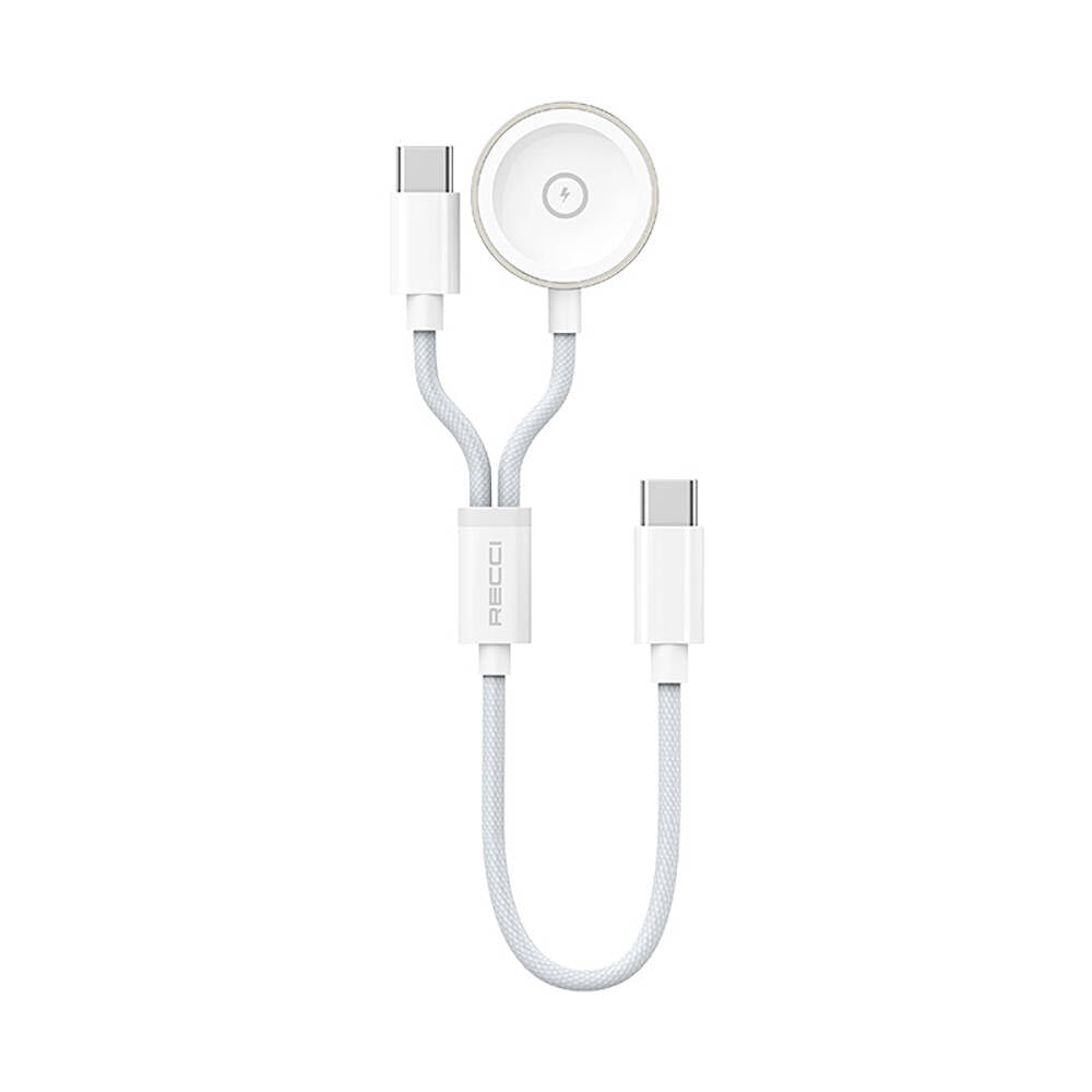 Recci RCW-39 2in1 Smart Watch Wireless Charging Cable White 