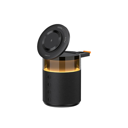 Recci RCW-51 Kablosuz Şarj Standı Ambiyans Işıklı Bluetooth Speaker Hoparlör Özellikli Siyah