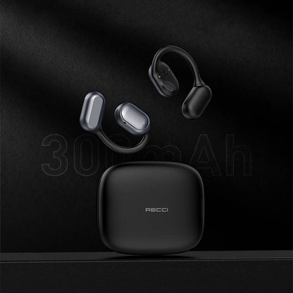 Recci REP-W76 OWS Wireless Hi-Fi Ses Kaliteli Dijital Led Göstergeli Bluetooth v5.3 Elegant Serisi Kulak İçi Kulaklık Siyah