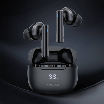 Recci REP-W77 Warrior Serisi ANC Özellikli TWS Kulak İçi Bluetooth v5.3 Kulaklık Siyah