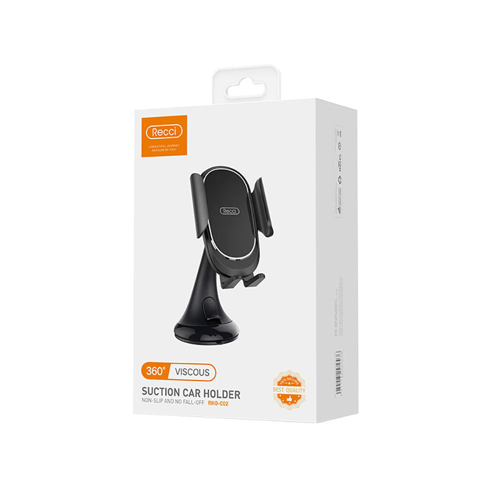 Recci RHO-C02 360 Degree Rotating Vacuum Design Car Phone Holder Black