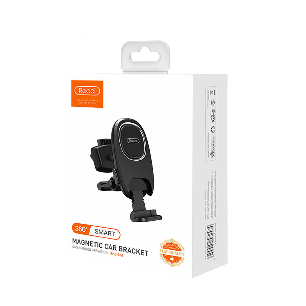 Recci RHO-C06 Magnetic Lower Support Arm Design Car Phone Holder Black 