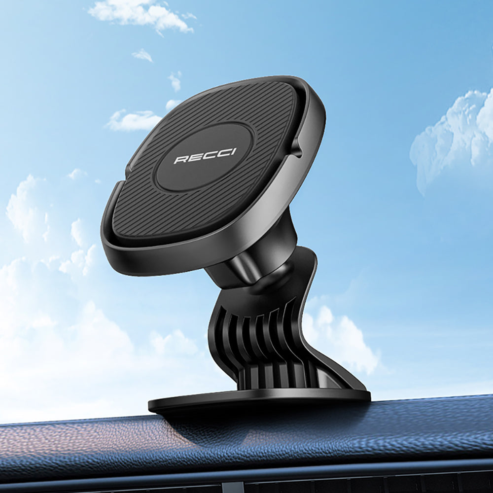 Recci RHO-C18 Güçlü Magnetik 360 Derece Dönebilen Düz Zemin Araç Telefon Tutucu Siyah