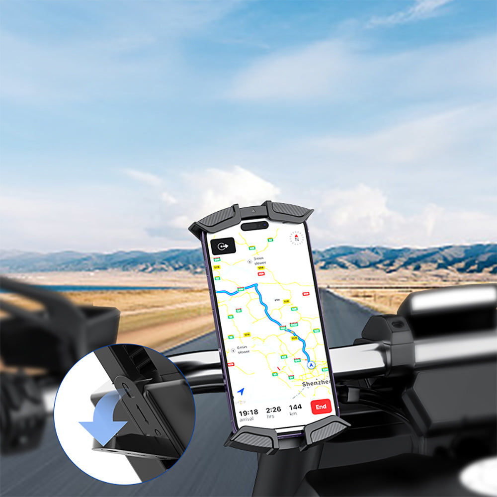 Recci RHO-C33 360° Rotatable Adjustable Motorcycle and Bicycle Phone Holder Black 