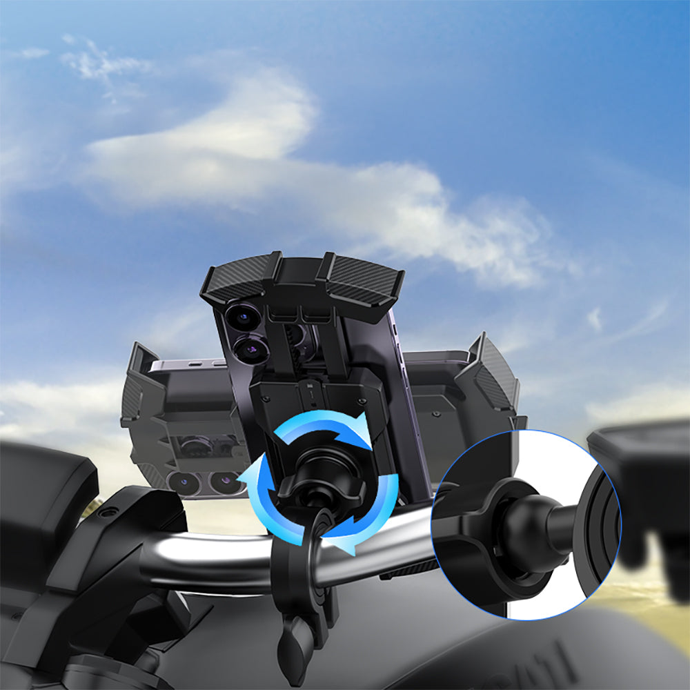 Recci RHO-C33 360° Rotatable Adjustable Motorcycle and Bicycle Phone Holder Black 