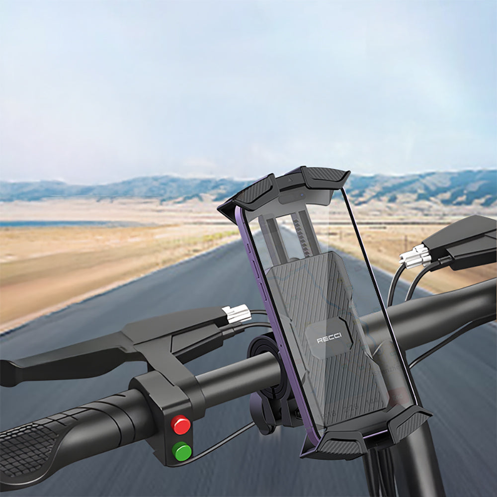 Recci RHO-C33 360° Rotatable Adjustable Motorcycle and Bicycle Phone Holder Black 