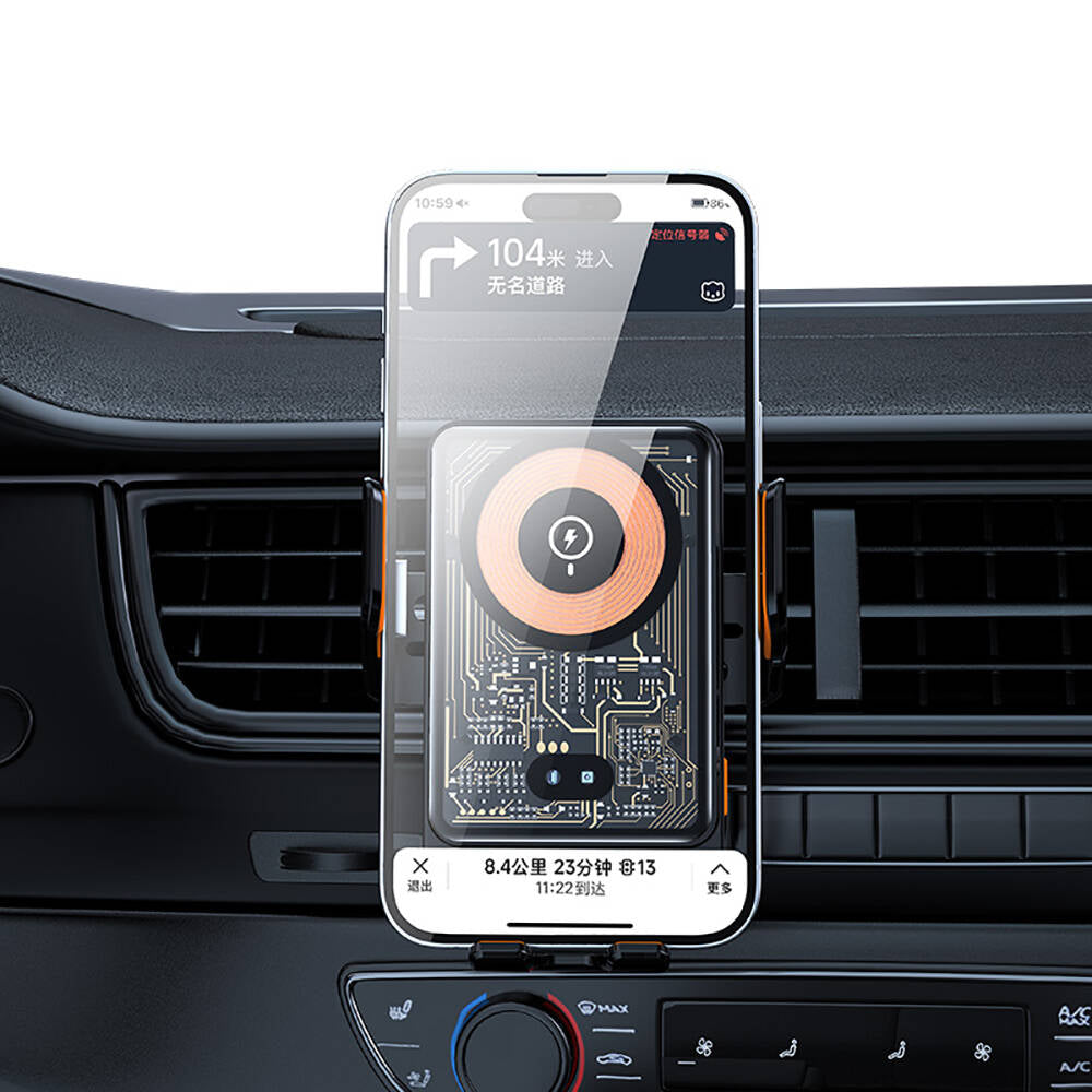 Recci RHO-C38 Mars Series M-safe Charging Feature Blue Light Indicator Car Phone Holder Black 