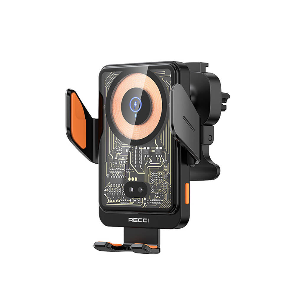 Recci RHO-C38 Mars Series M-safe Charging Feature Blue Light Indicator Car Phone Holder Black 