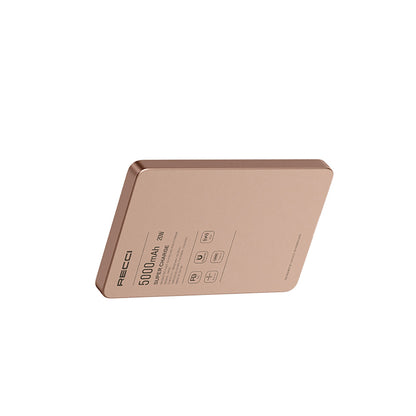 Recci RP33 PD 20W Ultra İnce Led Göstergeli Hızlı Şarj Özellikli Wireless Powerbank 15W 5000mAh Gold
