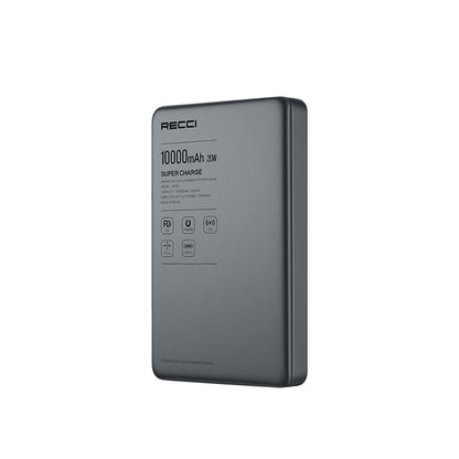Recci RP35 PD 20W Led Göstergeli Hızlı Şarj Özellikli Wireless Powerbank 15W 10000mAh Gold