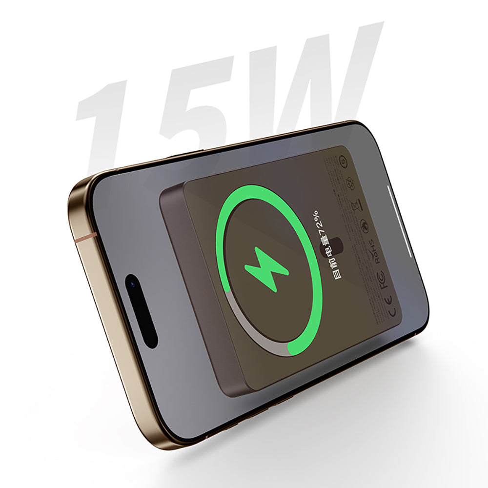 Recci RP35 PD 20W Led Göstergeli Hızlı Şarj Özellikli Wireless Powerbank 15W 10000mAh Gold