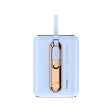 Recci RPB-P12C PD 20W Askı İpli Hızlı Şarj Özellikli Type-C Kablolu Powerbank 22.5W 9000mAh Beyaz