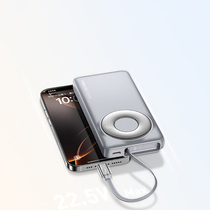 Recci RPB-P58 PD Hızlı Şarj Özellikli Type-C Kablolu Powerbank 22.5W 10.000mAh Gri