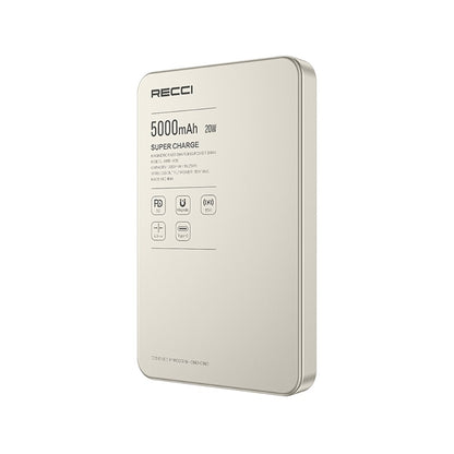 Recci RPB-W35A Ultra İnce PD 20W Hızlı Şarj Özellikli Wireless Powerbank 15W 5000mAh