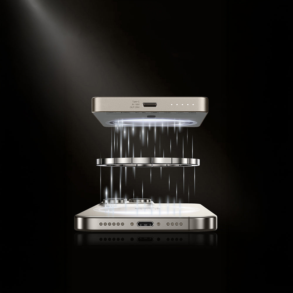 Recci RPB-W36 Ultra İnce PD 20W Hızlı Şarj Özellikli Wireless Powerbank 15W 10000mAh Gold