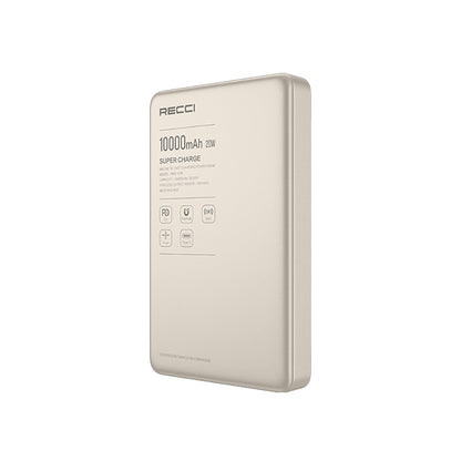 Recci RPB-W36 Ultra İnce PD 20W Hızlı Şarj Özellikli Wireless Powerbank 15W 10000mAh Gold