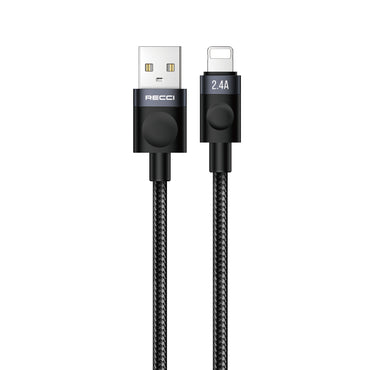 Recci RS50L USB-A to Lightning Örgü Tasarımlı Hızlı Şarj Özellikli Data ve Şarj Kablosu 1M