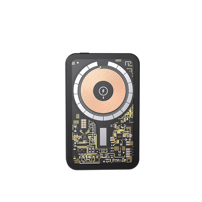 Recci W07 Şeffaf Tasarım Standlı 15W M-safe Şarj Özellikli 20W PD Hızlı Şarj Powerbank 5000mAh Siyah