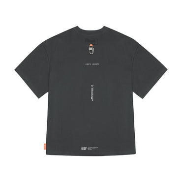 Skinarma Glitch Kısa Kollu Oversize Unisex Bisiklet Yaka Gri Tişört