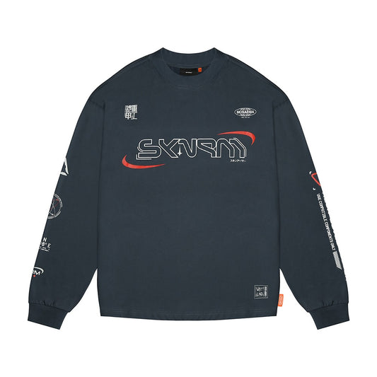 Skinarma Neptune Uzun Kollu Oversize Unisex Bisiklet Yaka Lacivert Sweatshirt