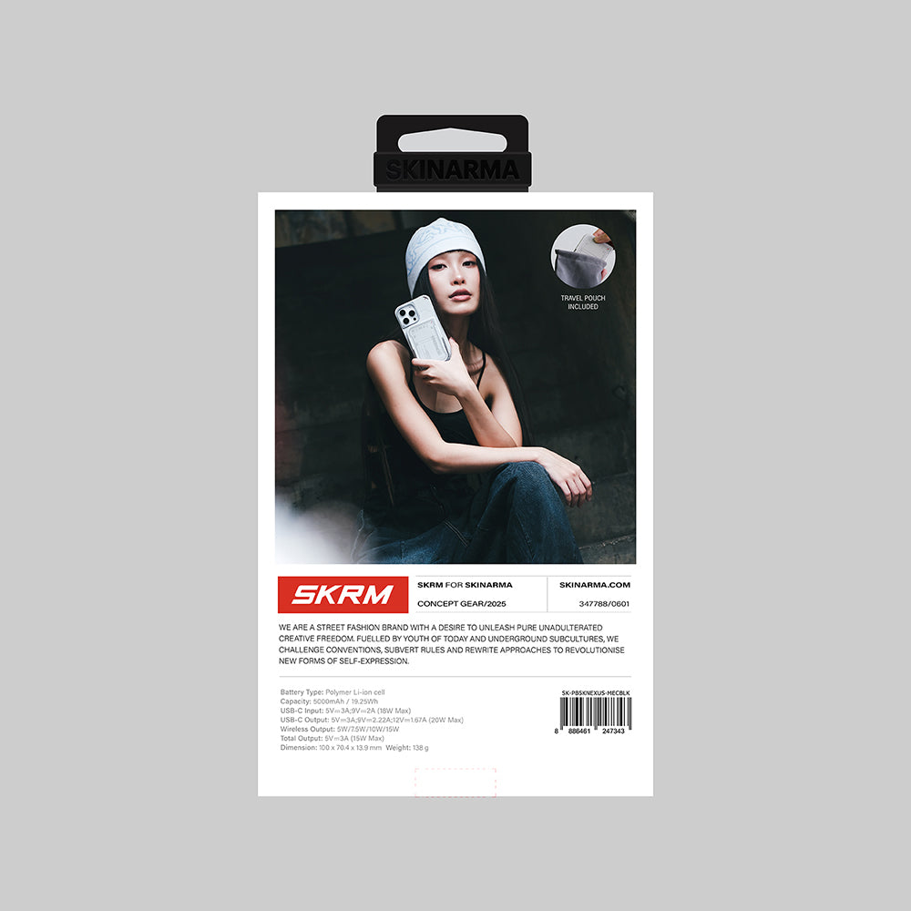 Skinarma Nexus Mecha Kablosuz ve PD Hızlı Şarj Özellikli Metal Standlı Taşınabilir Powerbank 20W 5000mAh Açık Gri