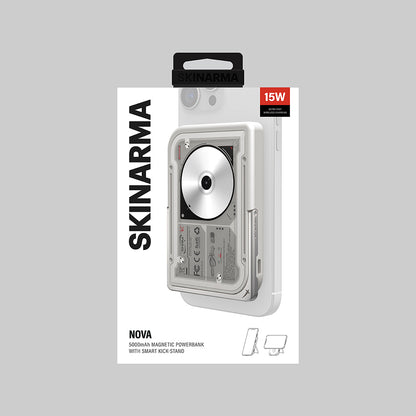 Skinarma Nexus Nova Kablosuz ve PD Hızlı Şarj Özellikli Standlı Taşınabilir Powerbank 20W 5000mAh Açık Gri