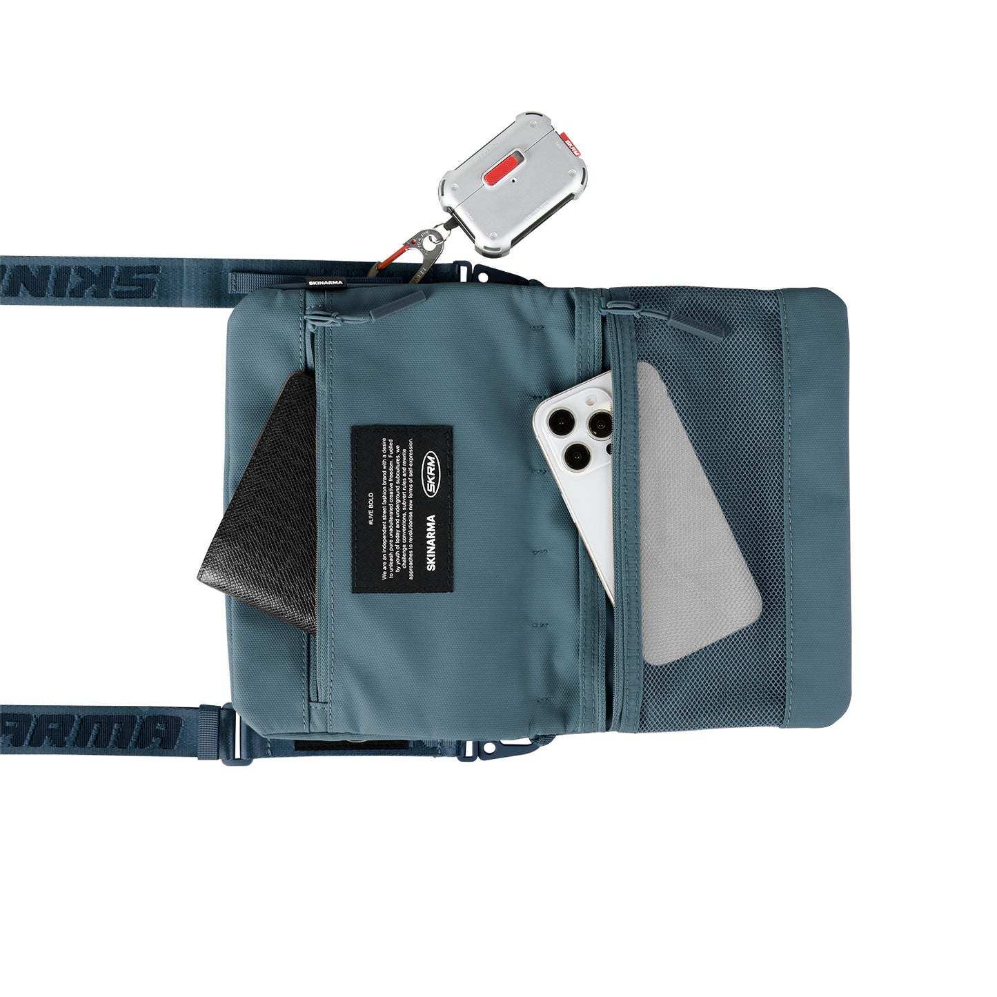 Skinarma Satchel Juno Desenli Naylon Scout Bilek Askı Kayışlı Aksesuar Çantası Turuncu