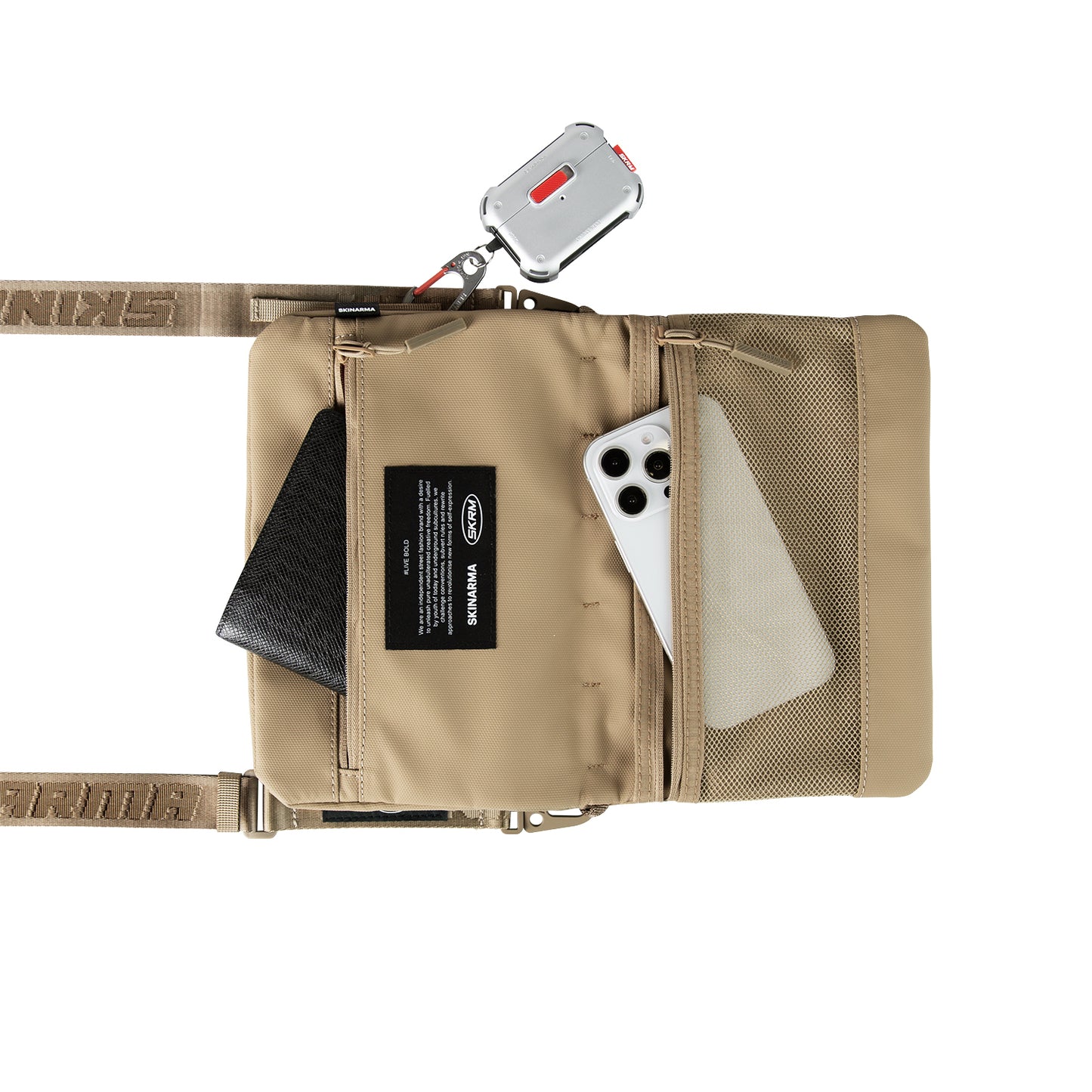 Skinarma Satchel Juno Desenli Naylon Scout Bilek Askı Kayışlı Aksesuar Çantası Turuncu
