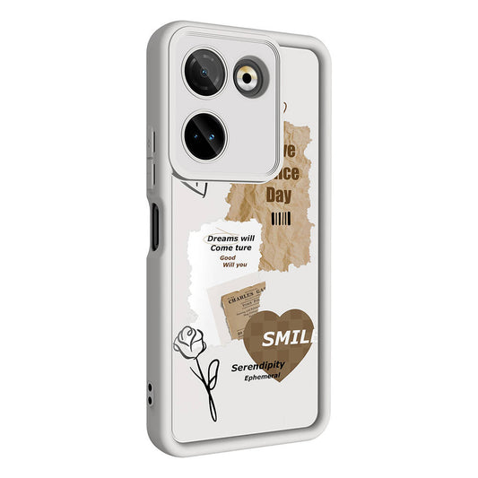 Tecno Camon 20 Pro 4G Case Camera Protection Printed Back Surface Zore Classy Cover White 