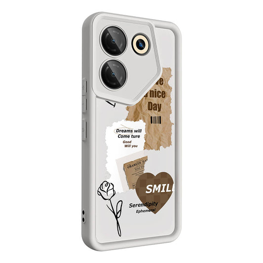 Tecno Camon 20 Pro 5G Case Camera Protection Printed Back Surface Zore Classy Cover White 