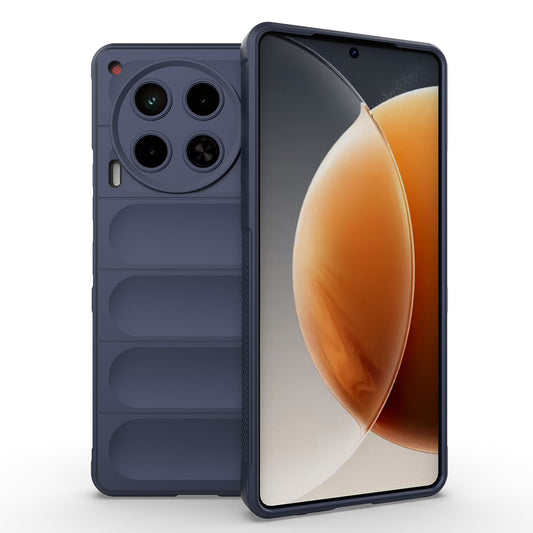Tecno Camon 30 4G Case Flexible TPU Hollow Back Surface Design Zore Ethnic Silicone Cover Navy Blue