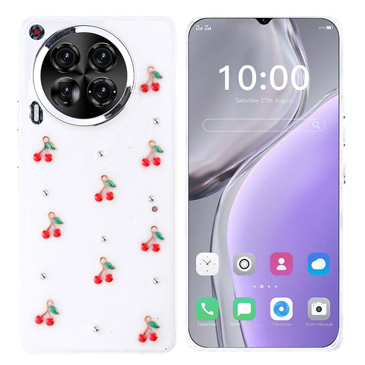 Tecno Camon 30 Case Airbag Design Glitter Transparent Zore Polar Cover Cherry