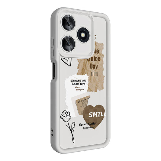 Tecno Spark 10C Case Camera Protection Printed Back Surface Zore Classy Cover White 